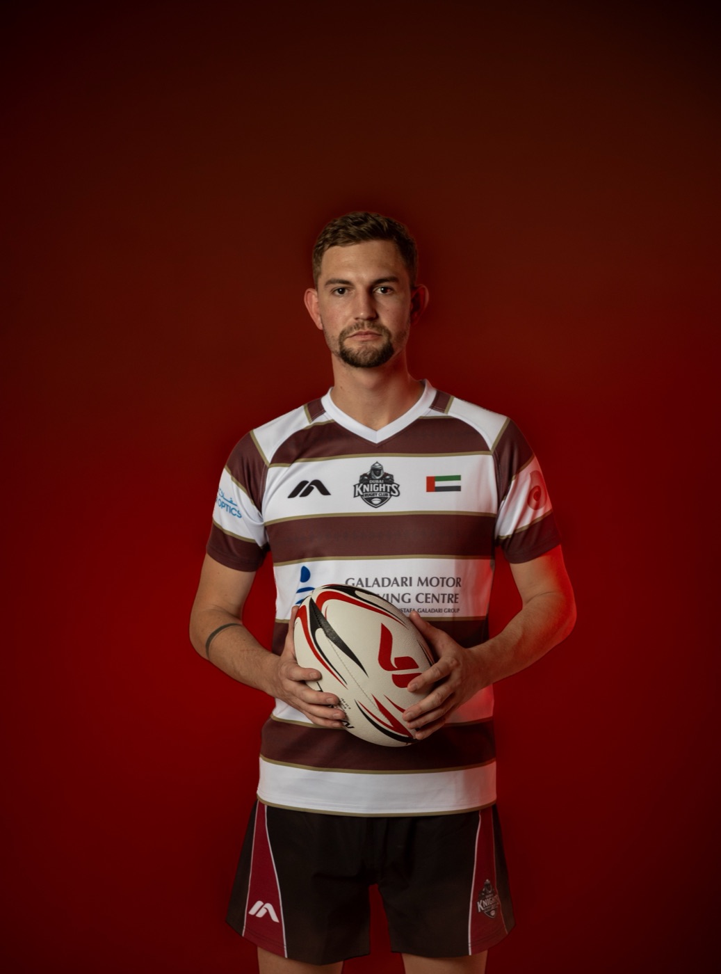 Dubai Knights home jersey laid flat, front view